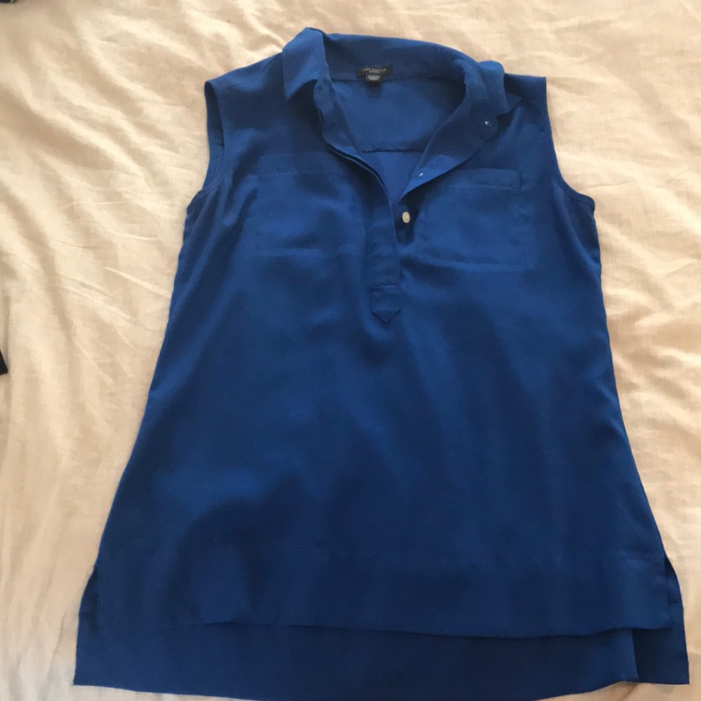 Ann Taylor Blue Sleeveless Shirt